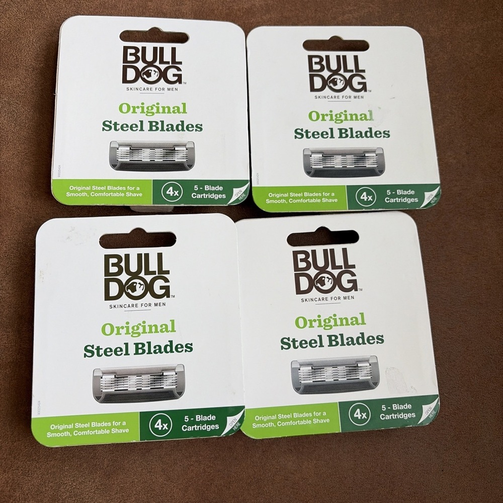 New 4-Pack Bulldog Steel Blades 5-Blade Razor Refill Cartridges 16 Total